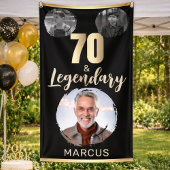 70歳 & レジェンダリー 3枚の写真 70歳の誕生日 ゴールド 横断幕