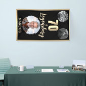 70歳 & レジェンダリー 3枚の写真 70歳の誕生日 ゴールド 横断幕 (トレードショー)