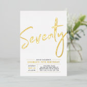70歳 | 現代ゴールド 70歳の誕生日パーティー箔招待状 箔招待状 (立ち正面)