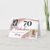 70歳 誕生日 ローズゴールド フォト 70周年おめでとう カード (正面)