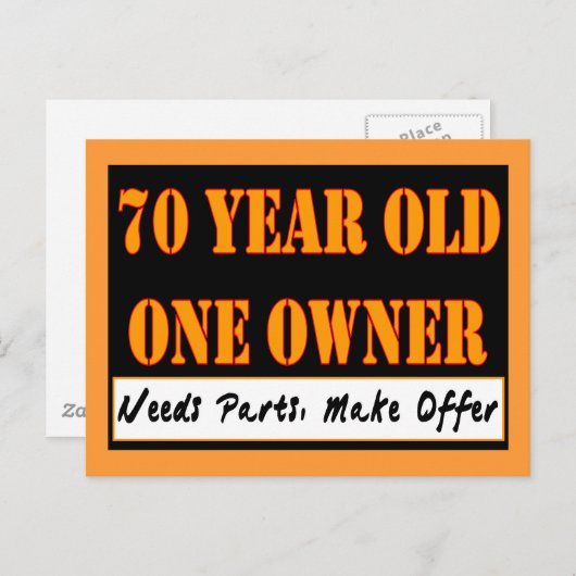 70歳、1人の所有者 – パーツの必要性、提供の作成 ポストカード (正面/裏面)