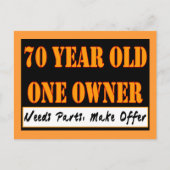70歳、1人の所有者 – パーツの必要性、提供の作成 ポストカード (正面)