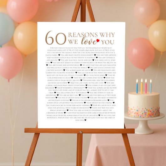 70歳、75歳の誕生日プレゼントに、あなたを愛する60の理由 ポスター
