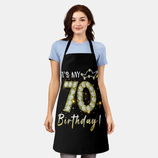70歳It_s私の誕生日70th誕生日ディアモン エプロン (着用した状態)