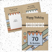 70番グリーン素晴らしブルー70番素朴誕生日 カード