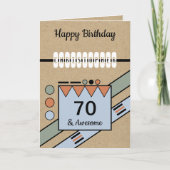 70番グリーン素晴らしブルー70番素朴誕生日 カード (正面)