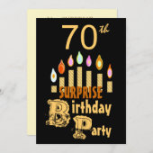 70番目のサプライズ·バースデー·パーティーの招待-金ゴールド 招待状 (正面/裏面)
