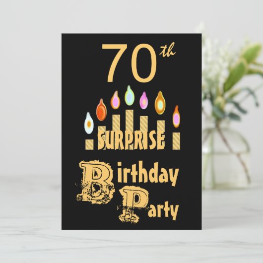 70番目のサプライズ·バースデー·パーティーの招待-金ゴールド 招待状 (スタンド正面)