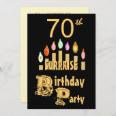 70番目のサプライズ·バースデー·パーティーの招待-金ゴールド 招待状 (正面/裏面)