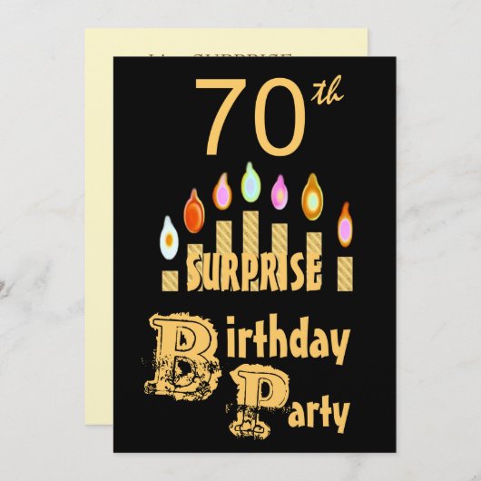 70番目のサプライズ·バースデー·パーティーの招待-金ゴールド 招待状 (正面/裏面)
