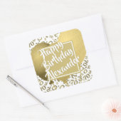 70番目のハッピーバースデー金ゴールド/白の番号パターン スクエアシール (封筒)