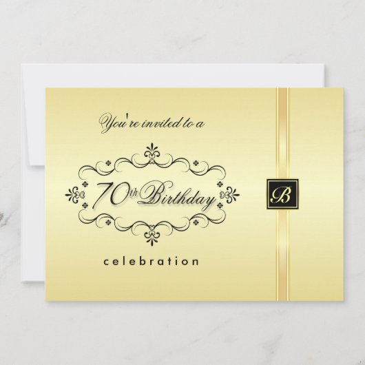 70番目のバースデーパーティ招待状とモノグラム 招待状 (裏面)