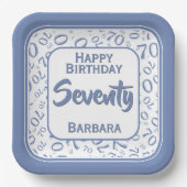 70番目のパーティー乱数パターンブルー/ホワイト ペーパープレート (正面)