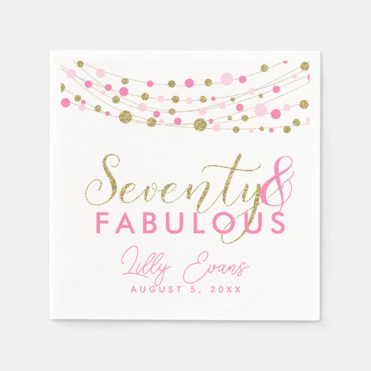 70番目のパーティー紙ナプキン装飾、グリッターティール（緑がかった色） スタンダードカクテルナプキン (正面)