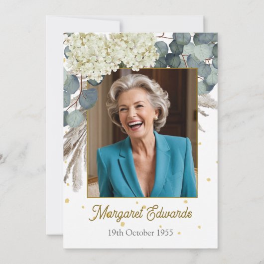 70番目のフローラエレガントフォトモダン誕生日 招待状 (裏面)