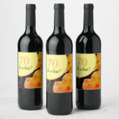 70番目の誕生日おもしろいとやる気を起こさせるバラ ワインラベル (ボトル)