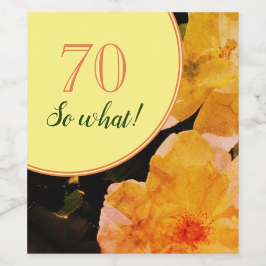 70番目の誕生日おもしろいとやる気を起こさせるバラ ワインラベル (シングルラベル)