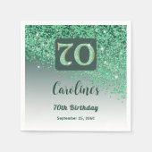 70番目の誕生日かわいらしグリーングリッター スタンダードカクテルナプキン (正面)
