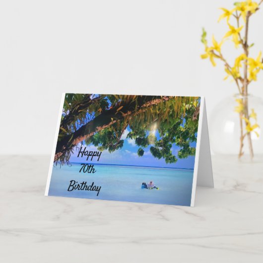 **70番目の誕生日の願いはビーチカードの日と同じ カード (黄色い花)