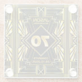 70番目の誕生日アールデコ金ゴールドブラック・ギ素晴らしャツビー ガラスコースター (裏面)