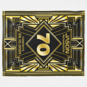 70番目の誕生日アールデコ金ゴールドブラック・ギ素晴らしャツビー フリースブランケット (正面(横))