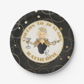 70番目の誕生日エレガントのはっきりした応援から70の金ゴールドブラック ペーパープレート (正面)