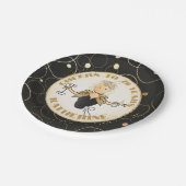 70番目の誕生日エレガントのはっきりした応援から70の金ゴールドブラック ペーパープレート (アングル)