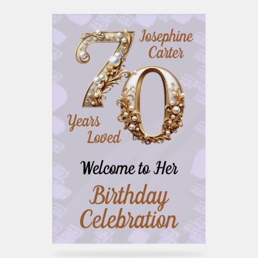 70番目の誕生日エレガントパーティー アクリルサイン (正面)