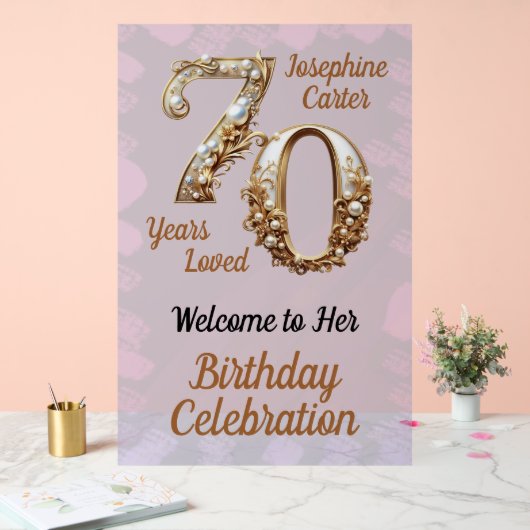 70番目の誕生日エレガントパーティー アクリルサイン (ウェディング)