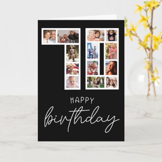 70番目の誕生日カードフォトコラージュの挨拶 カード (黄色い花)