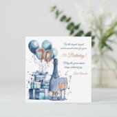 70番目の誕生日カーパーソナライズされたド カード (スタンド正面)