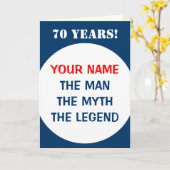 70番目の誕生日カー男性へド |男の神話の伝説 カード (黄色い花)