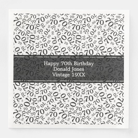 70番目の誕生日クール番号パターン黒/白 (正面)