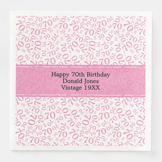70番目の誕生日クール番号パターン(ピンク/白) (正面)