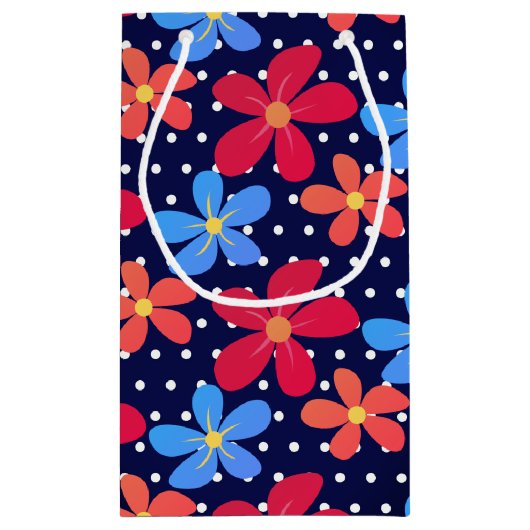 70番目の誕生日デイジーオン水玉模様 スモールペーパーバッグ (裏面)