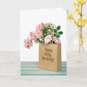 70番目の誕生日バッグ カード (黄色い花)