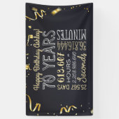 70番目の誕生日バナー- 70年分（時間と秒） 横断幕 (縦)