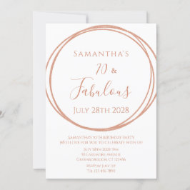 70番目の誕生日バラ金ゴールドミニマル誕生日 招待状