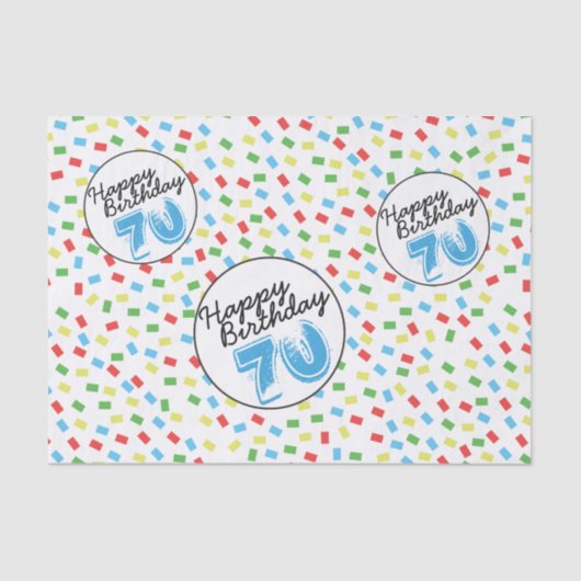 70番目の誕生日フェスティバルカラフルティッシュペーパー 薄葉紙 (正面)