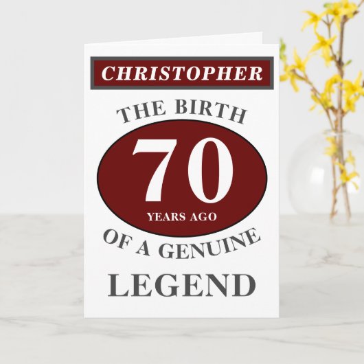 70番目の誕生日レッド正規の凡例に名前を追加 カード (黄色い花)