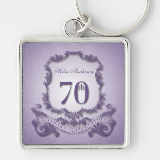 70番目の誕生日ヴィンテージフレームパーソナライズされたキーチェーン キーホルダー (正面)
