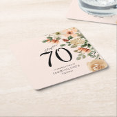 70番目の誕生日ヴィンテージフローラ スクエアペーパーコースター (アングル)
