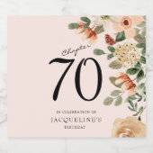 70番目の誕生日ヴィンテージフローラ スパークリングワインラベル (シングルラベル)