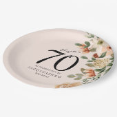 70番目の誕生日ヴィンテージフローラ ペーパープレート (アングル)