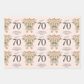 70番目の誕生日ヴィンテージフローラ ラッピングペーパーシート (正面)