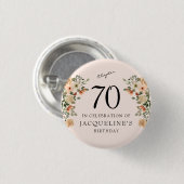 70番目の誕生日ヴィンテージフローラ 缶バッジ (正面&裏面)