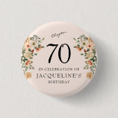 70番目の誕生日ヴィンテージフローラ 缶バッジ (正面)