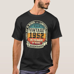 70番目の誕生日ヴィンテージレトロ伝説的1952 70年 Tシャツ