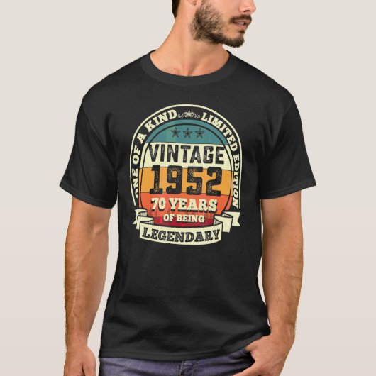 70番目の誕生日ヴィンテージレトロ伝説的1952 70年 Tシャツ (正面)