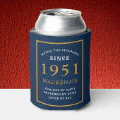 70番目の誕生日任意の年または名前の青エレガントい金ゴールド 缶クーラー